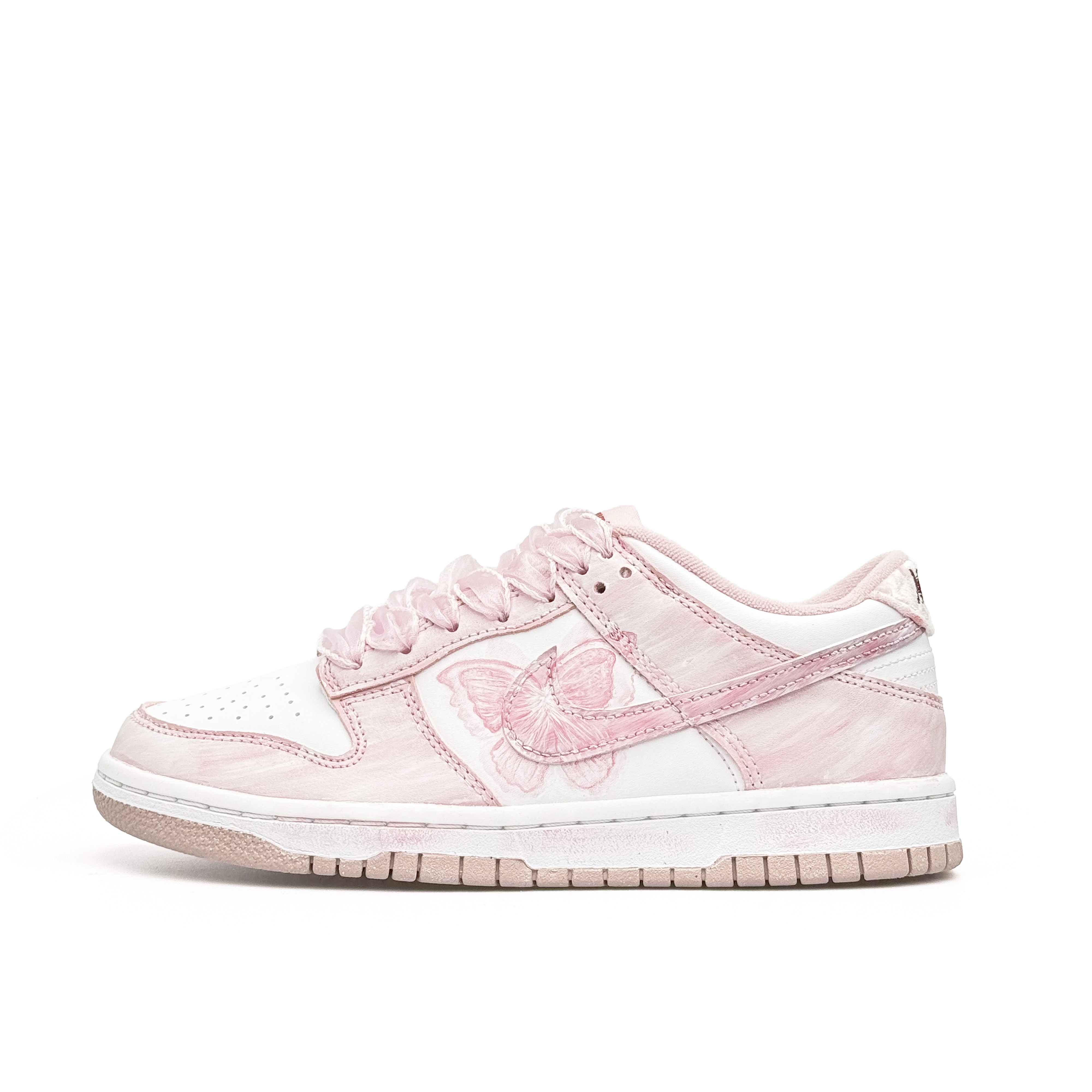Nike Детские кроссовки для скейтбординга Dunk Under The Moon And Flowers, розовые, для подростков — фото 2
