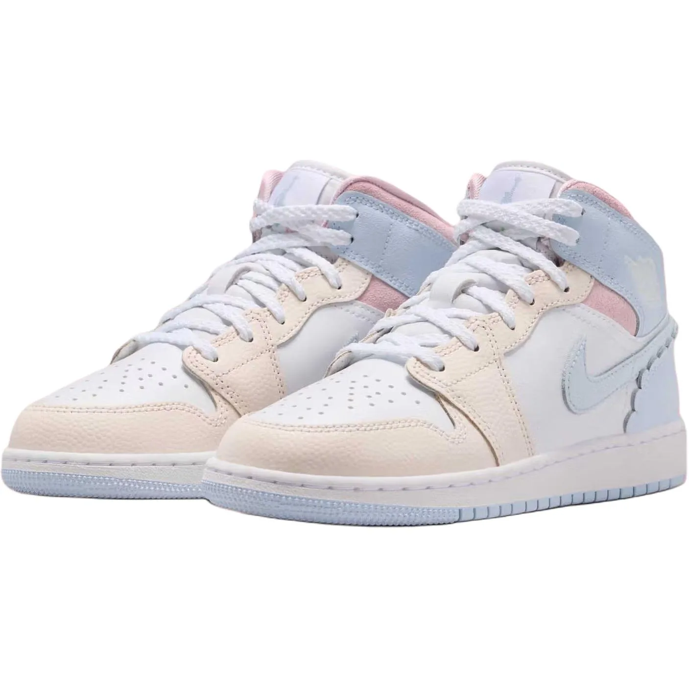 Jordan Кроссовки баскетбольные Air 1 Mid top для детей бело-голубые — фото 4
