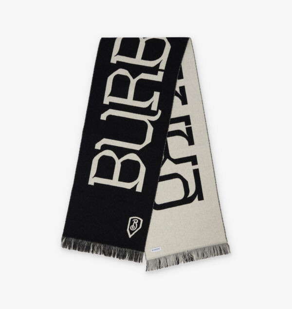 

Шерстяной шарф с бахромой и фирменным принтом Burberry, черный