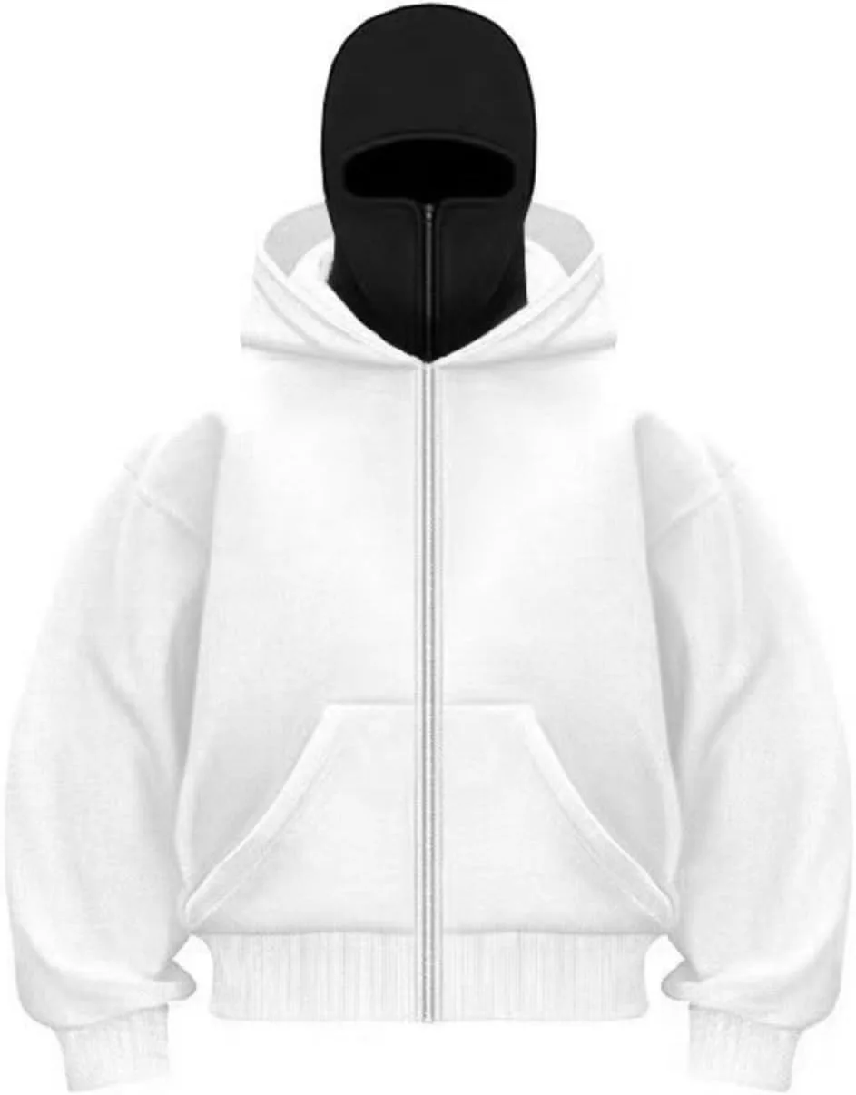 

Двойной худи с маской, мужской балаклава худи с теплой маской, модный спортивный джекет на молнии