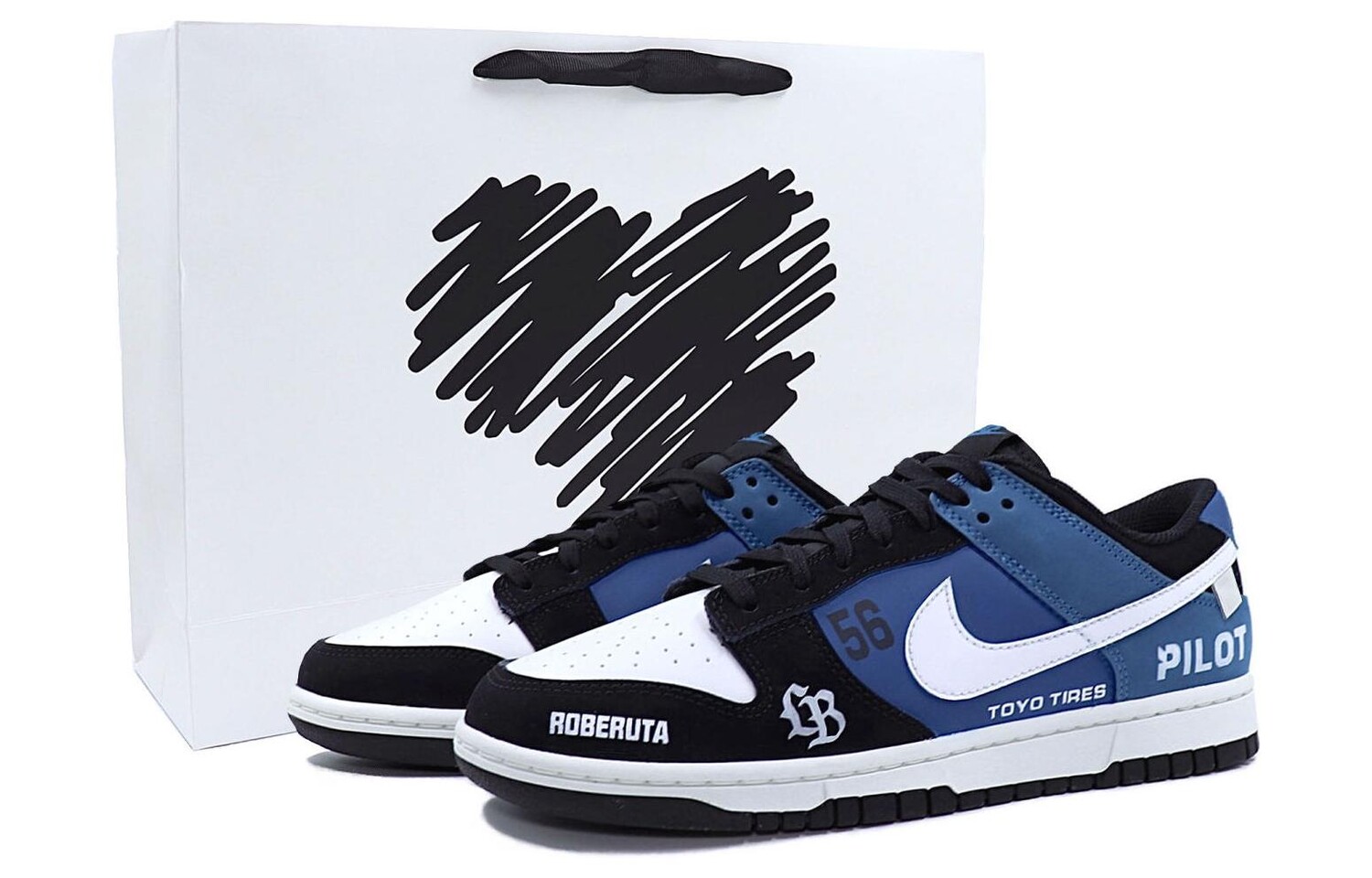 

Кроссовки Nike Dunk Skateboarding Shoes Men Low-top Black/Blue, синий