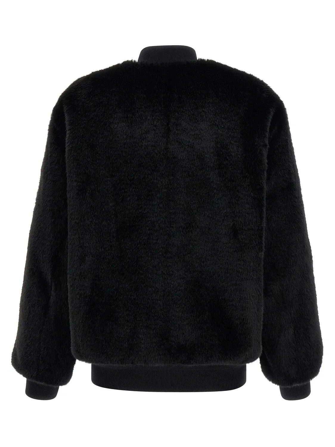 Двусторонний бомбер из эко-меха и Re-Nylon Prada, черный — фото 3