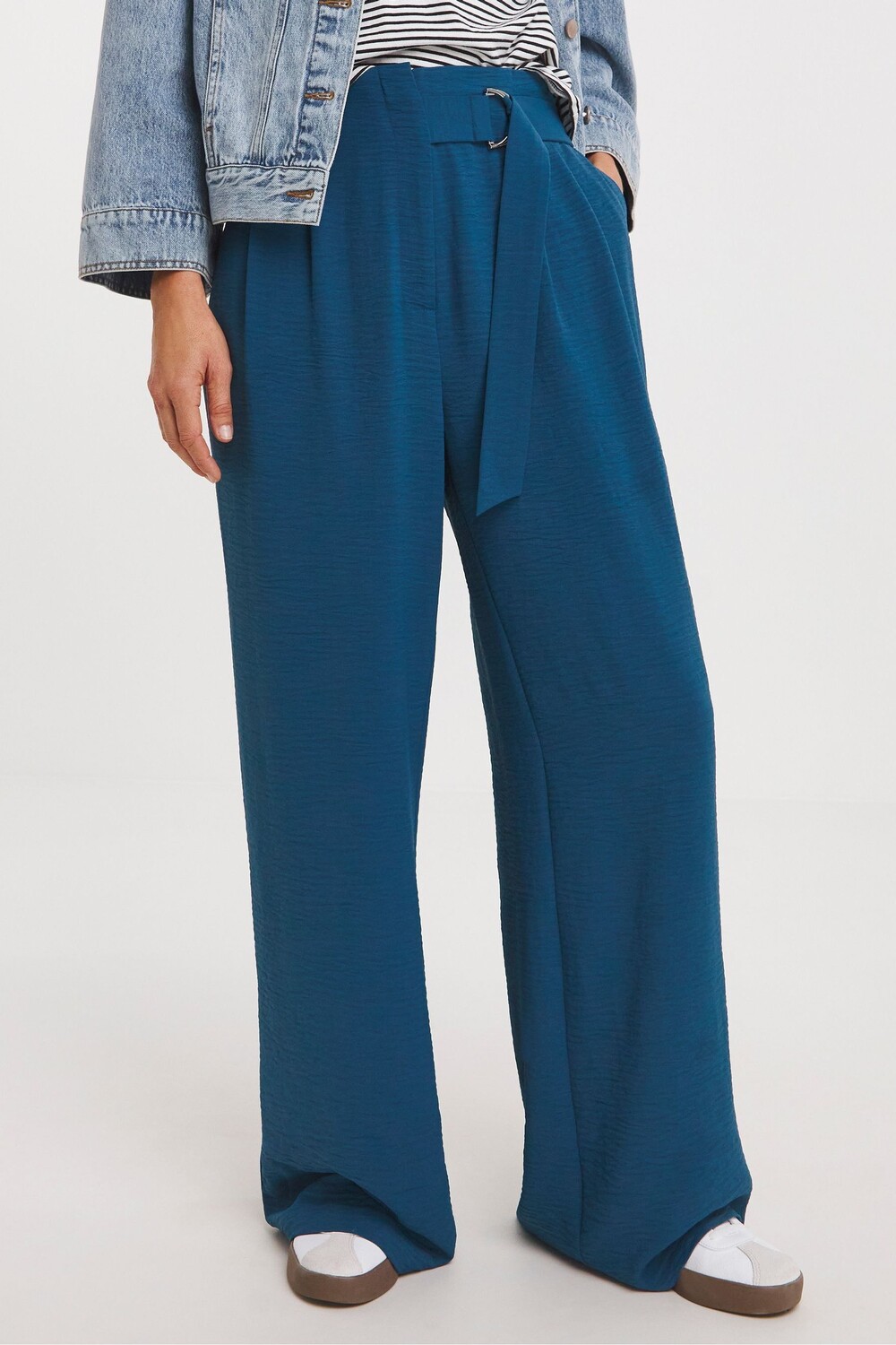 

Брюки с поясом из натурального материала Jd Williams, синий