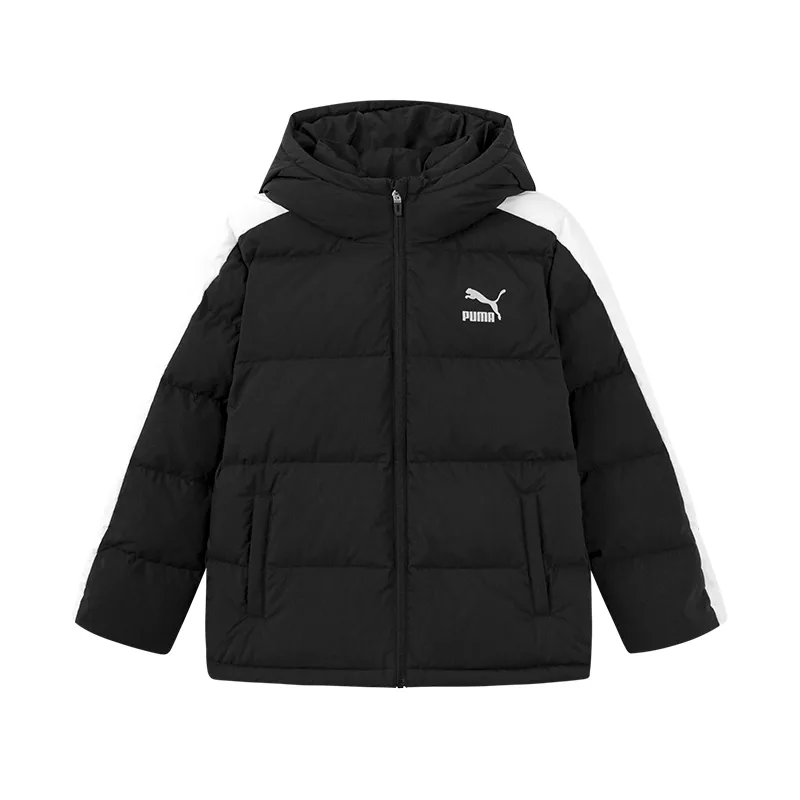 Детская пуховая куртка с капюшоном PUMA, Black-Windproof and Waterproof, Warm Type 90001