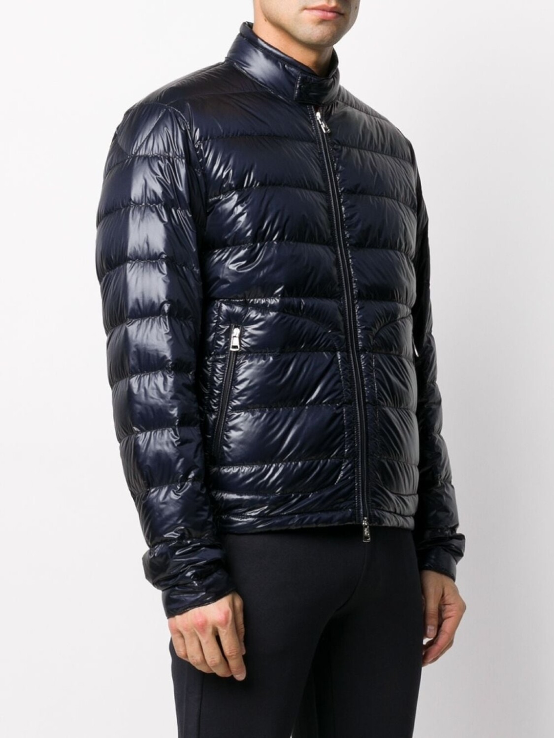 Стеганый пуховик с высоким воротником Moncler, синий — фото 3