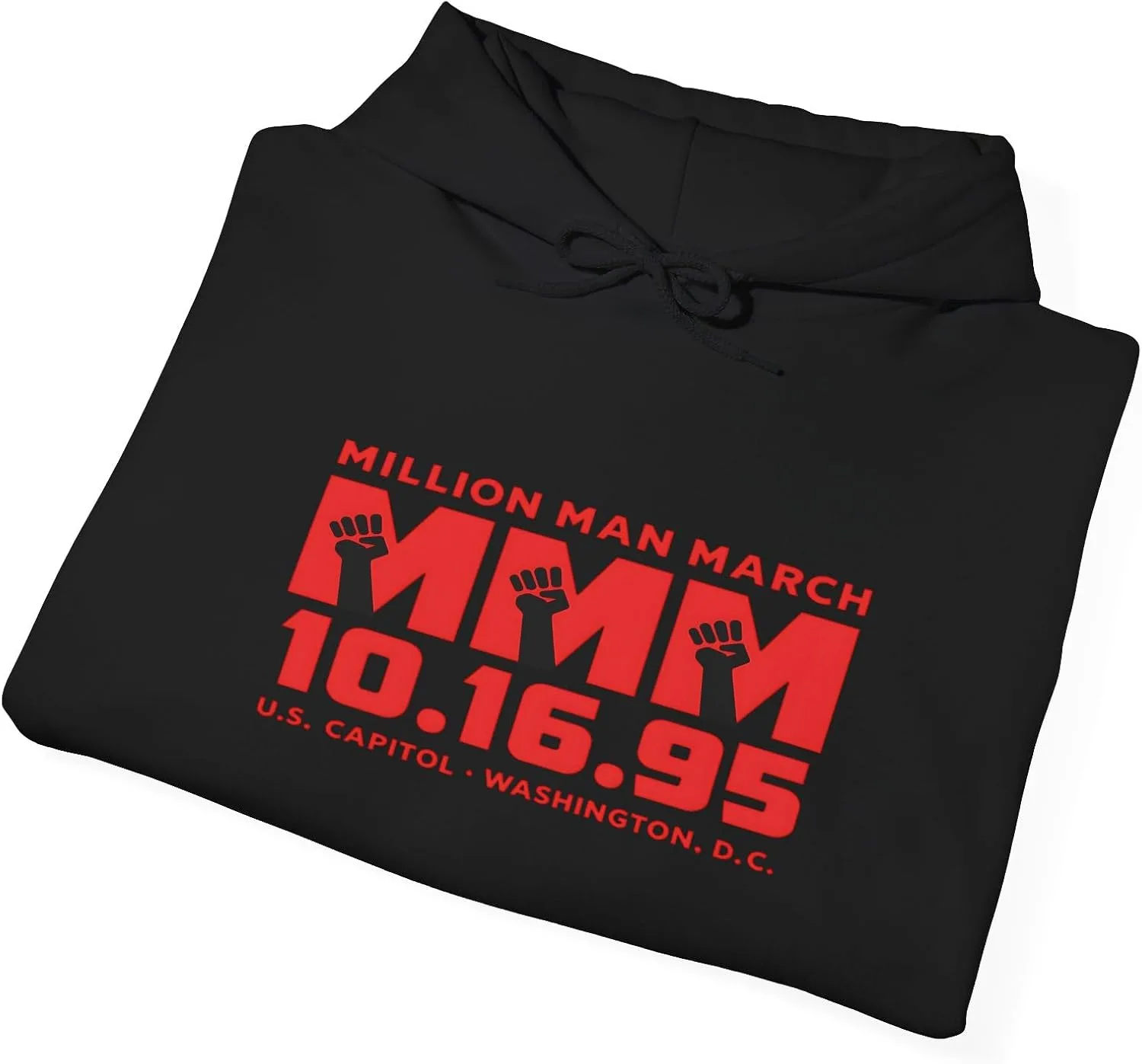 Толстовка Million Man March, худи унисекс, удобный стиль, одежда в стиле «Марш афроамериканцев», для активистов GENERIC, черный — фото 4