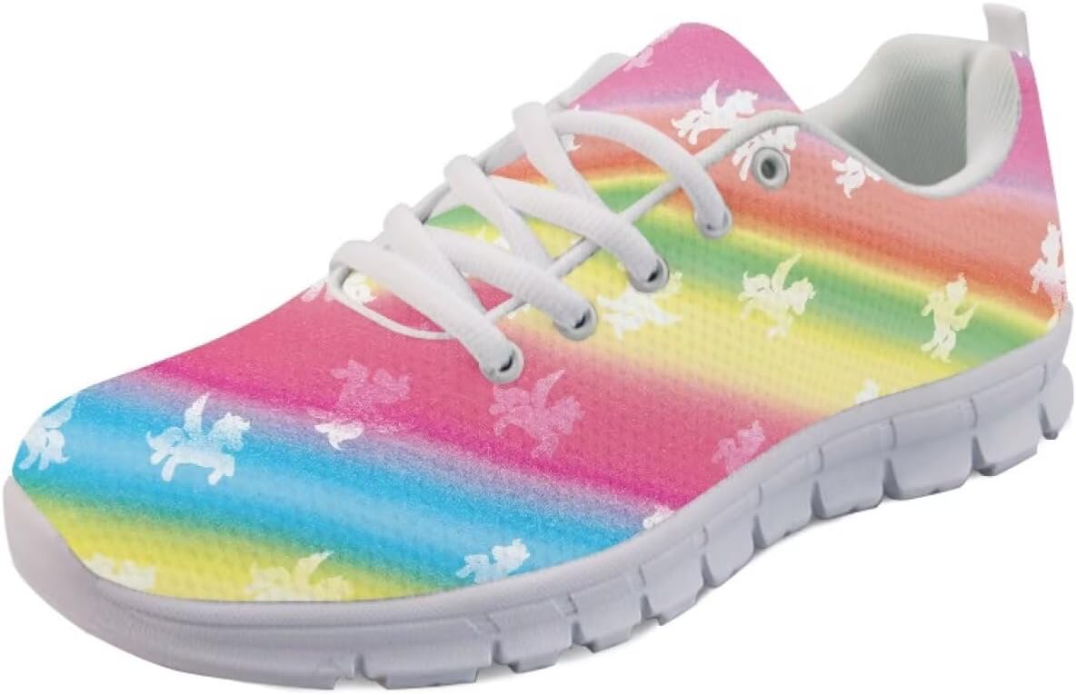 

Женские кроссовки с мягкой подошвой для спорта, фитнеса, путешествий, работы, прогулок и тенниса Getelinseng, Unicorn Rainbow