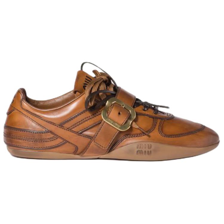 MIU MIU Кроссовки низкие женские Casual Shiny Caramel Brown — фото 3
