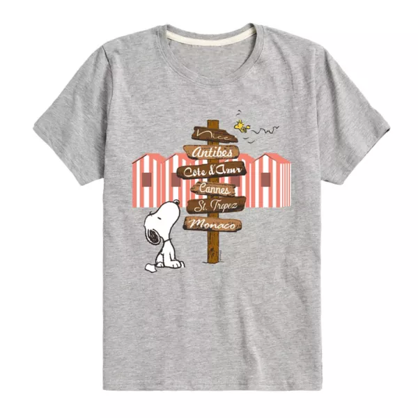 

Футболка с принтом "Арахис" и указателем направления для мальчиков 8-20 Snoopy Licensed Character, серый