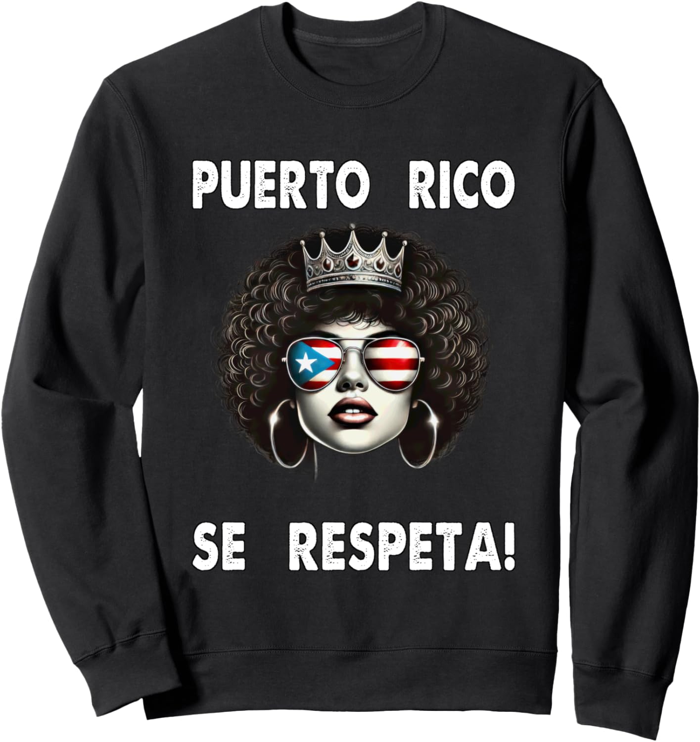

Толстовка с солнцезащитными очками Puerto Rico Se Respeta Afro Boricua Queen Crown Puerto Rico Se Respeta Collection, More Here, черный