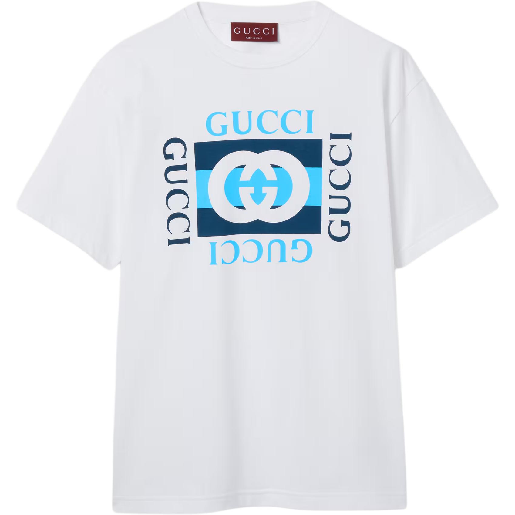 Футболка из печатного хлопкового джерси GUCCI, белый — фото 3