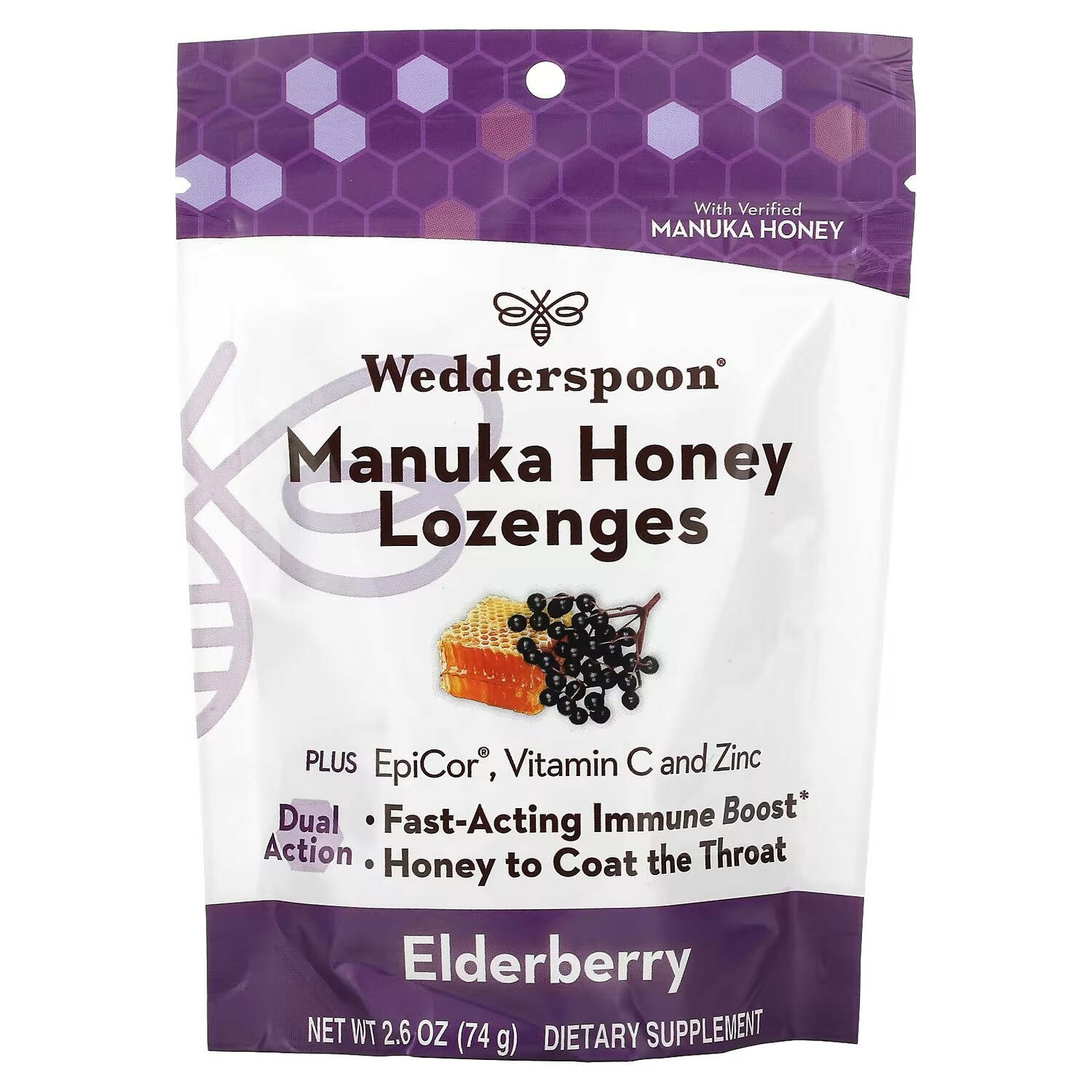 

Медовые пастилки Wedderspoon Manuka с ягодами бузины, 74 г