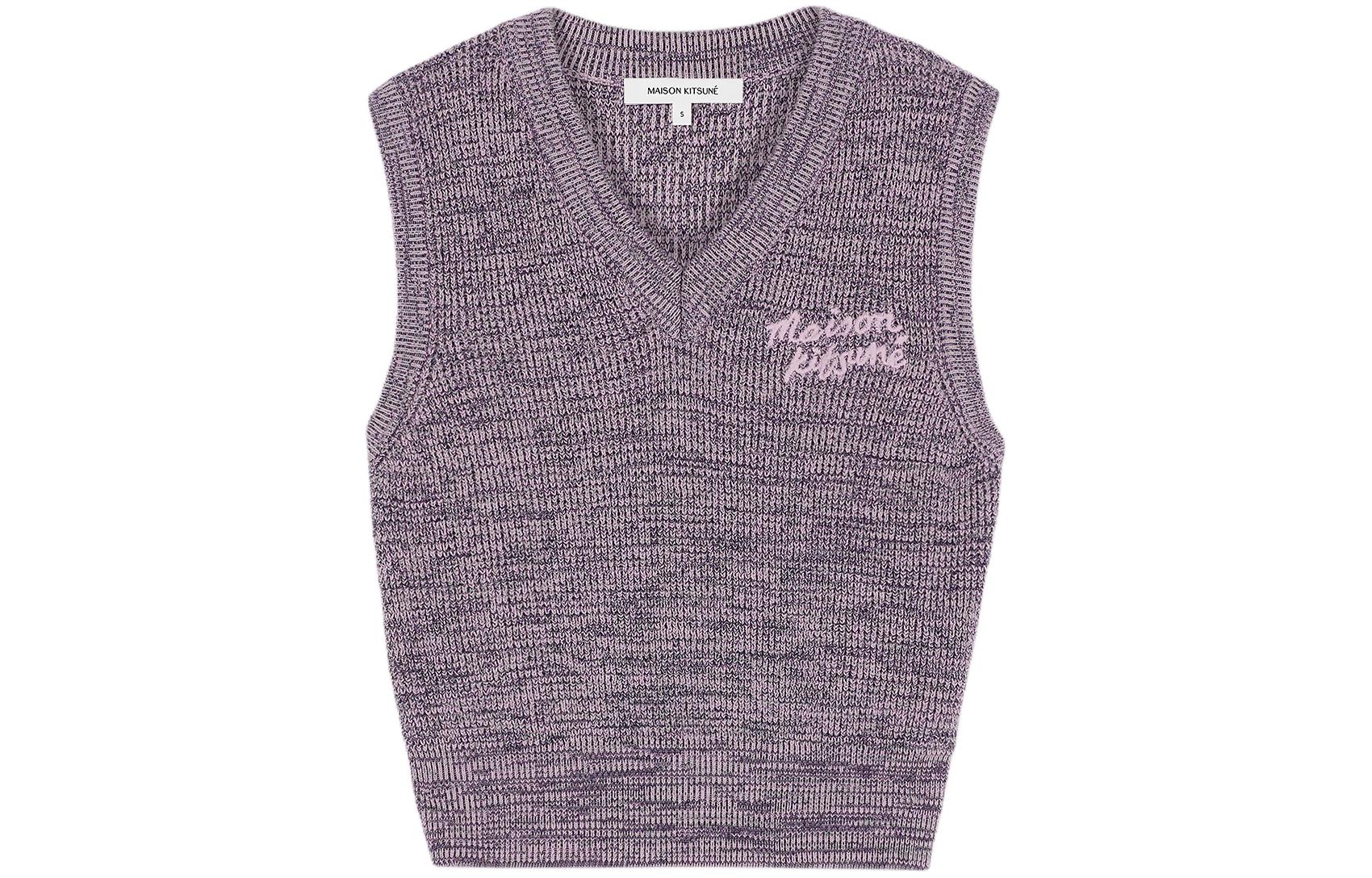 

Вязаный жилет с вышитым логотипом Handwriting от Maison Kitsuné Maison Kitsune, Lilac Mixed Color