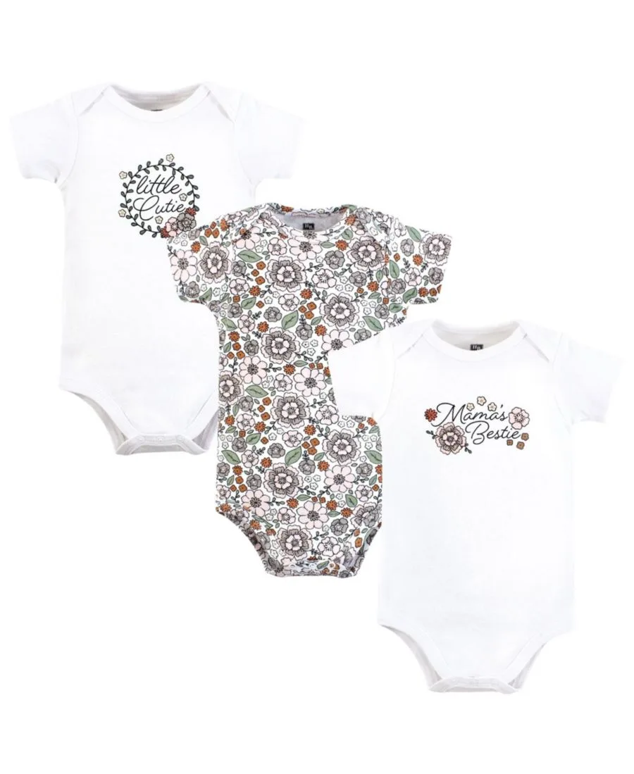 Комплект из 3 мягких хлопковых боди на каждый день Hudson Baby, Mamas Bestie Flower