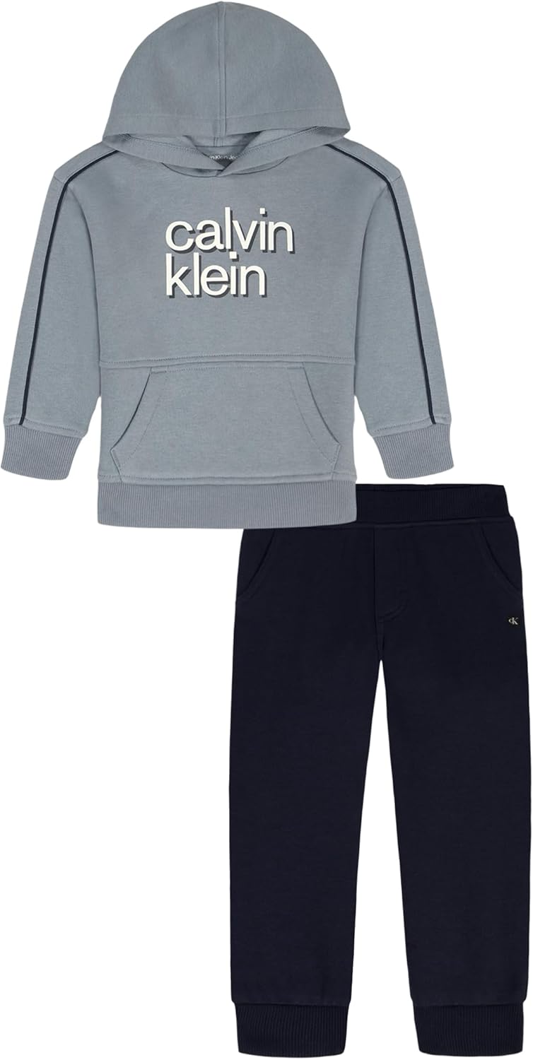 

Комплект из двух предметов для бега с капюшоном Calvin Klein для мальчиков, Flintstone/Navy Blazer