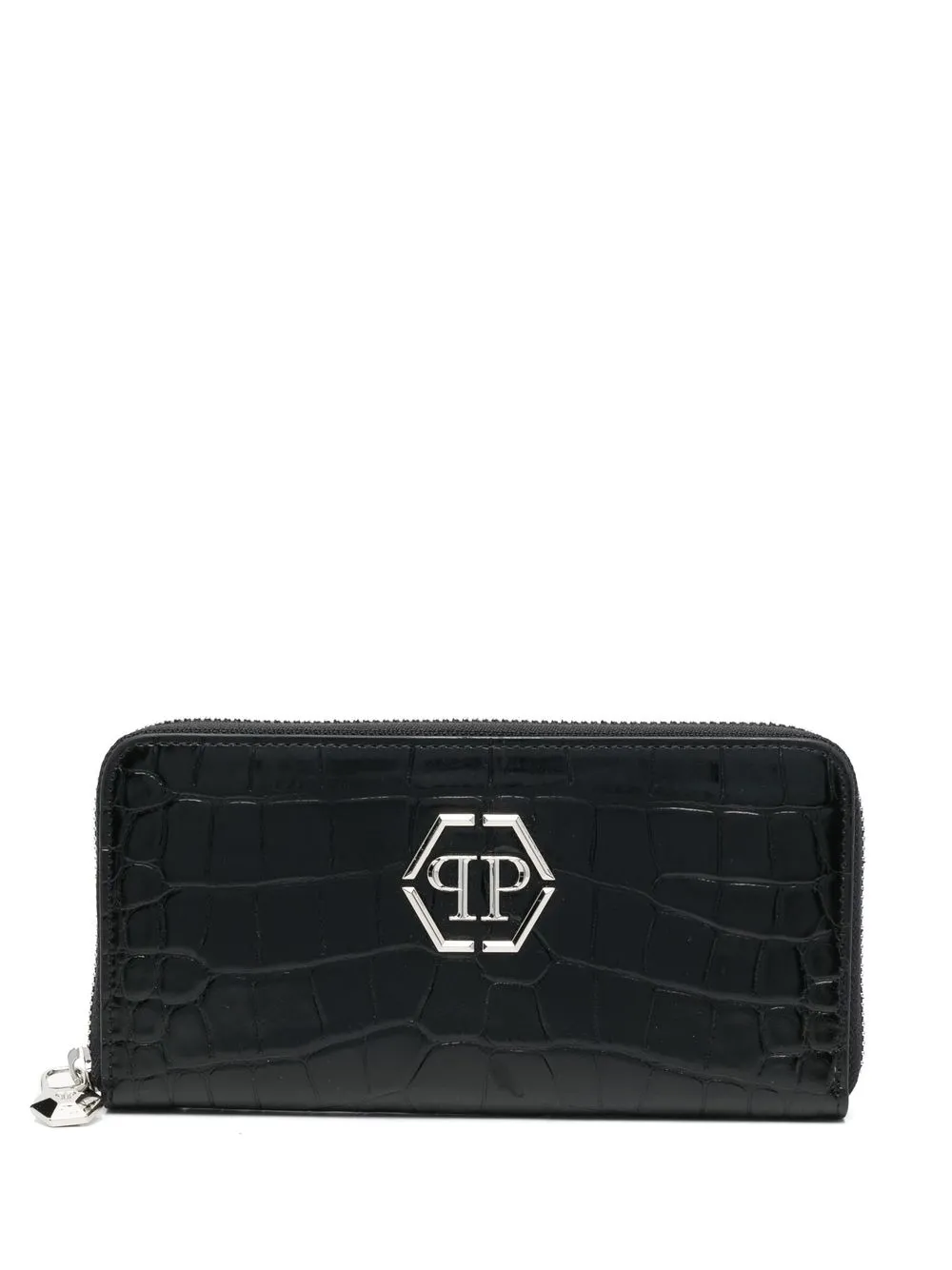 

Кошелек с тиснением под крокодила Philipp Plein, черный