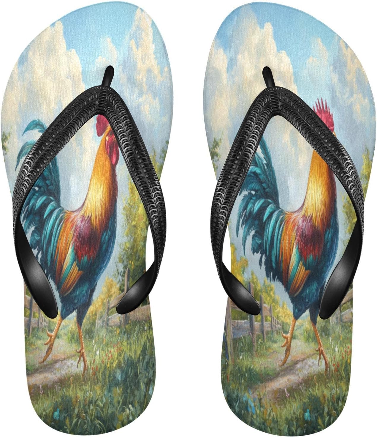 

Женские и мужские пляжные шлепанцы Rooster Meadow Green с антипоскользящей резиновой подошвой, летние тапочки для душа и прогулки Sinestour