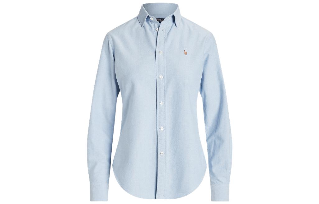 

Футболка с длинными рукавами и застежкой на пуговицы голубая Polo Ralph Lauren
