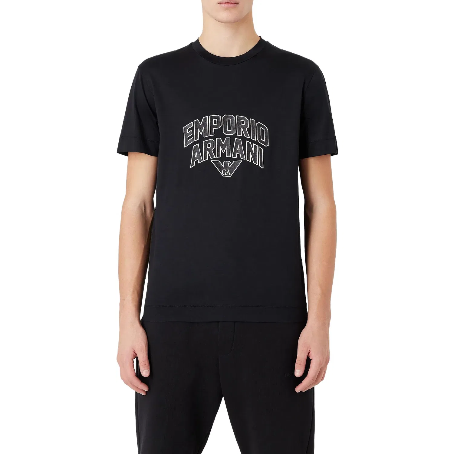 Футболка мужская black, crew neck, moderate straight fit EMPORIO ARMANI — фото 2