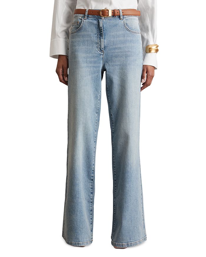 

Брюки-клеш Bonnie Mid Rise светло-голубые для миниатюрных REISS, синий