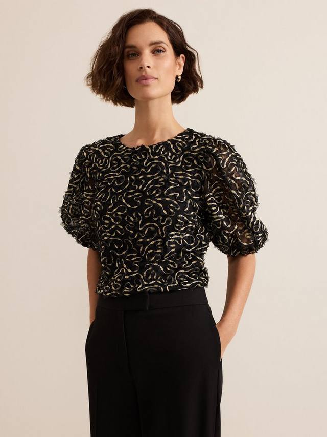 

Топ из блестящей нити ariella Phase Eight, черный