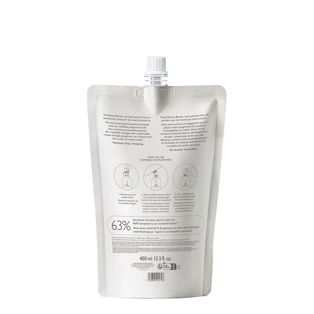 Гель для душа infinite bottle delicious rhubarb & rose Molton Brown, refill — фото 2