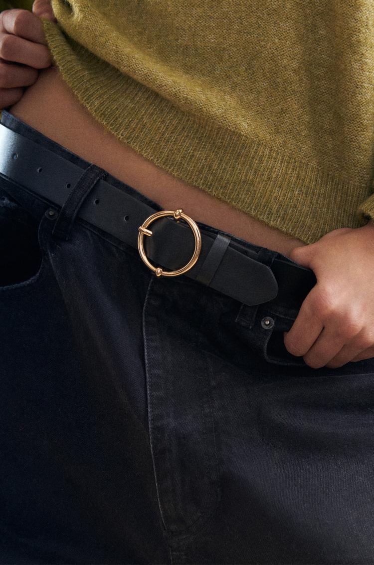 

Ремень из искусственной кожи с круглой пряжкой Pull And Bear, черный