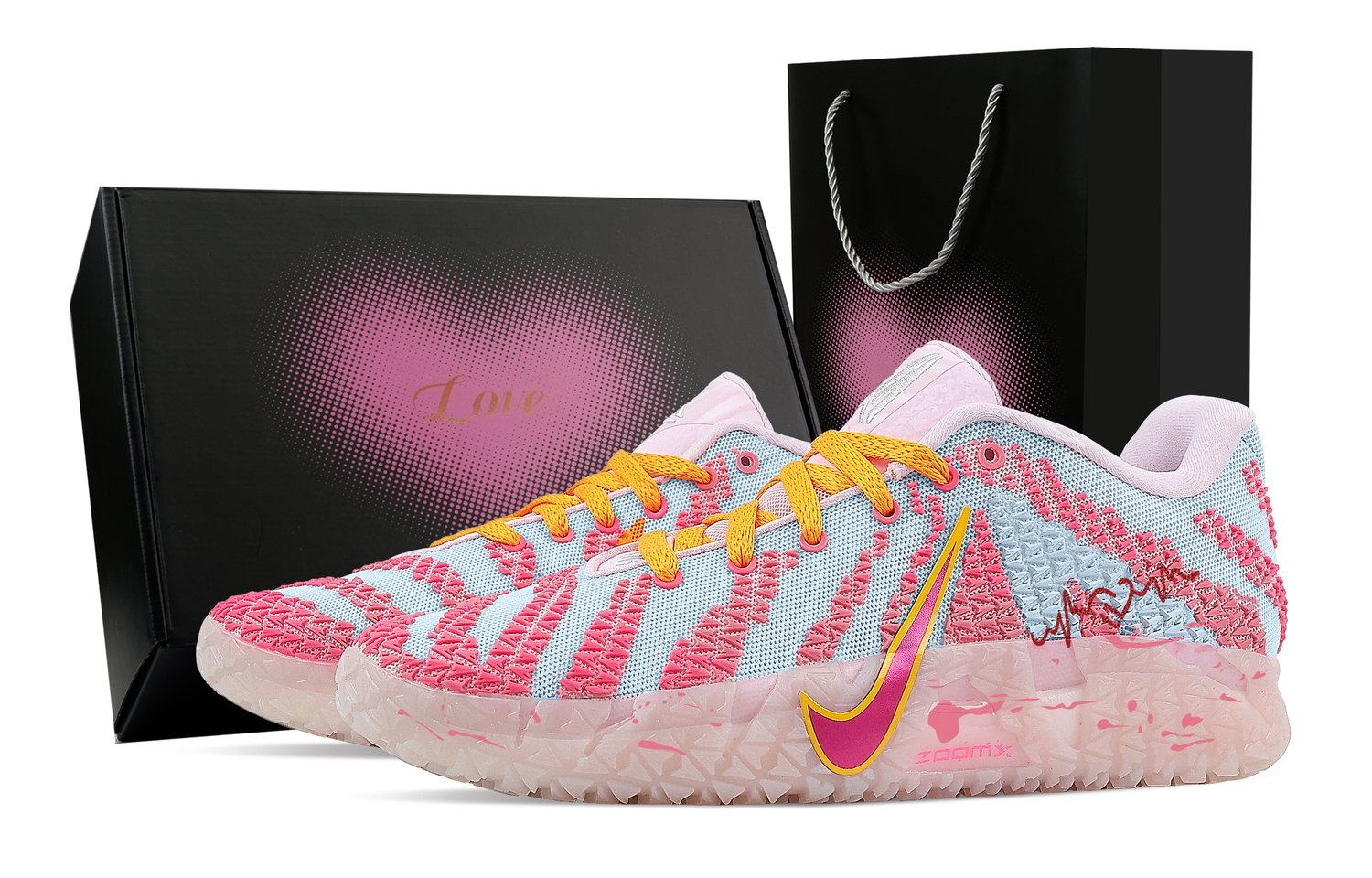 

Nike Мужские низкие баскетбольные кроссовки Ja Morant 3 Morse Password, Heart Box Rebound Grip, розовые