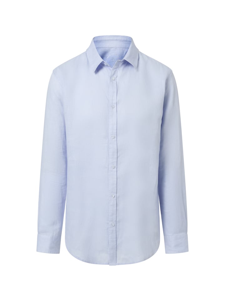 

Льняная рубашка с длинными рукавами синего цвета CASH-MERE.CH