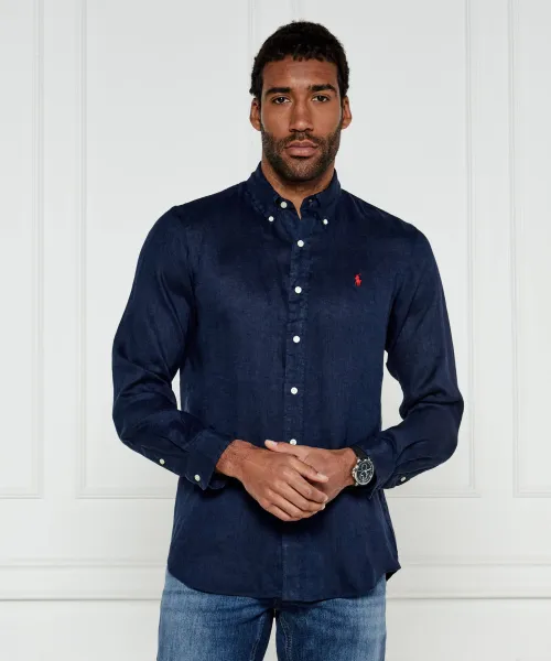 

Льняная рубашка Custom fit Polo Ralph Lauren, синий