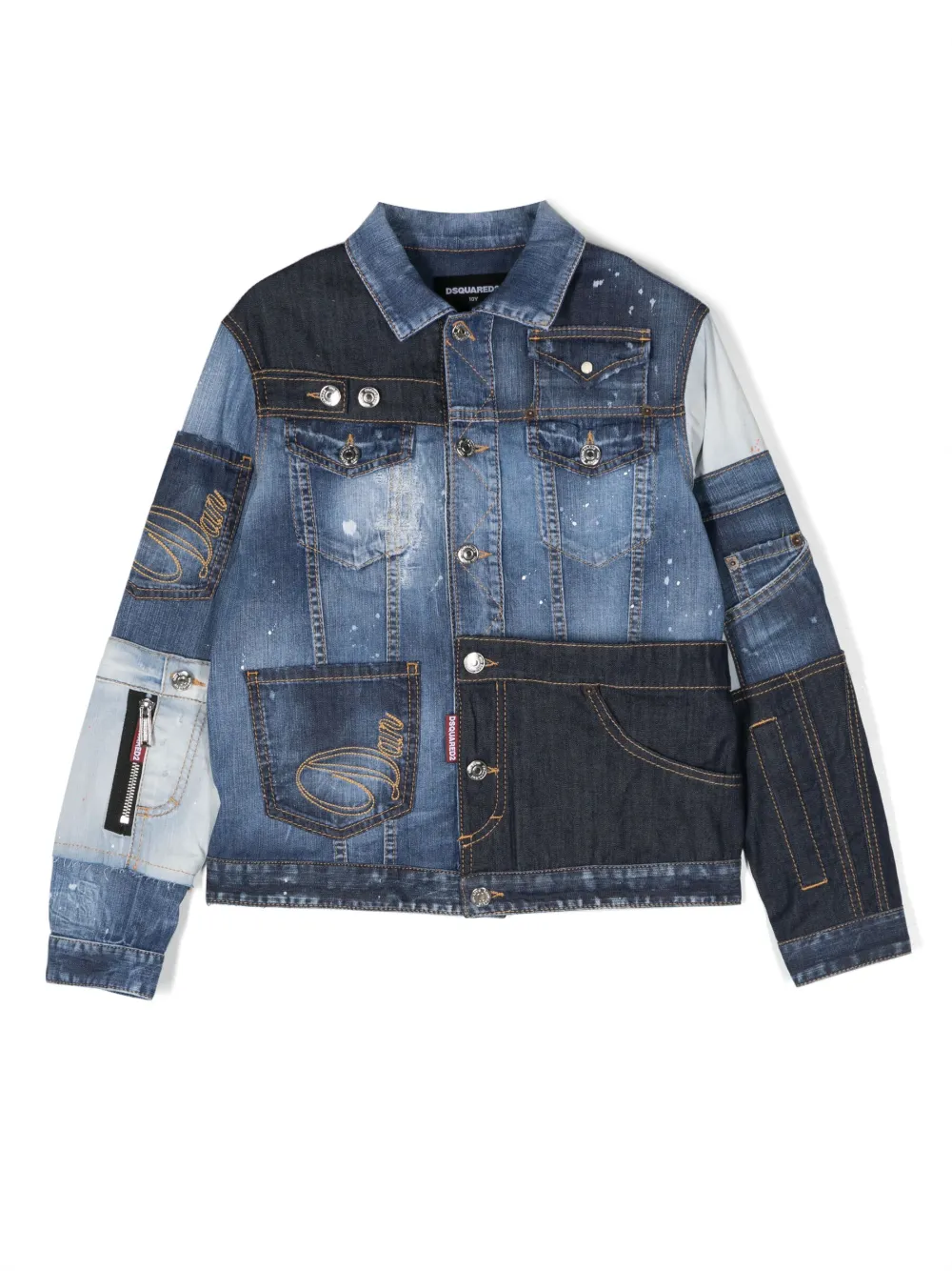 

Джинсовая куртка в технике пэчворк DSQUARED2 KIDS, синий