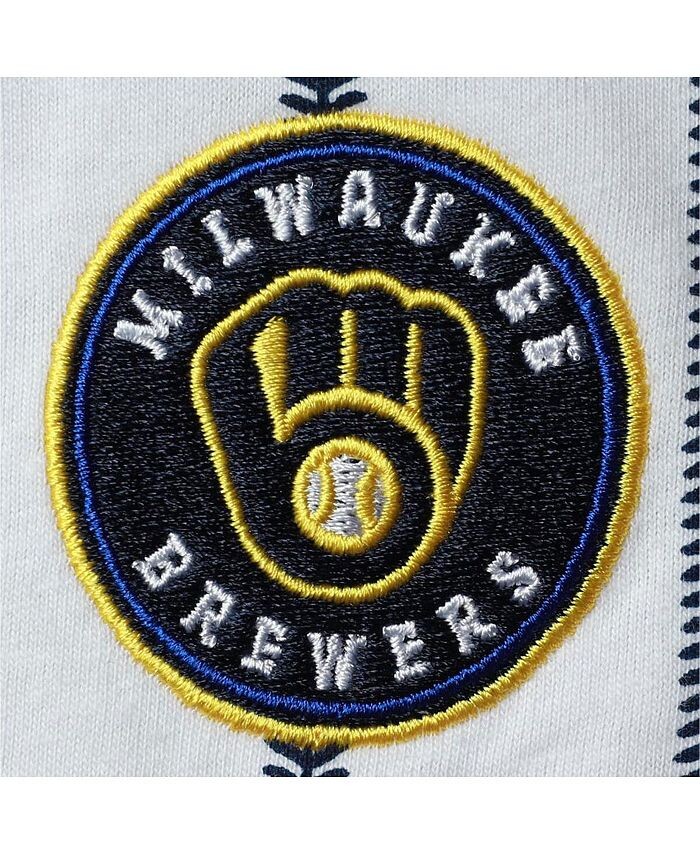 Боди Milwaukee Brewers Power Hitter с короткими рукавами белого и темно-синего цвета для новорожденных Outerstuff, белый/темно-синий — фото 3