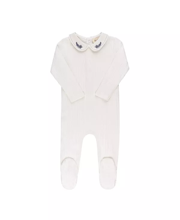 

Детский комбинезон унисекс из органического хлопка с вышитым воротником. Ely'S & Co., белый