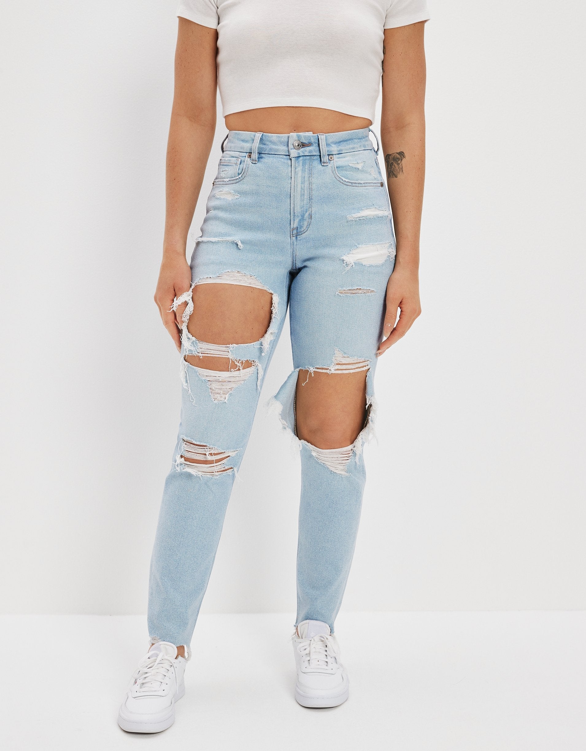 

Джинсы AE Stretch Ripped Curvy Mom American Eagle Outfitters, цвет indigo skylight destroy