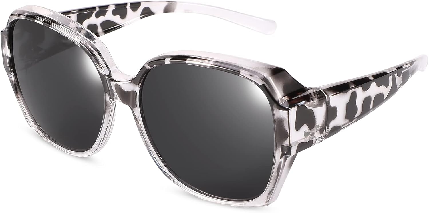 

Поляризованные солнцезащитные очки, надеваемые поверх обычных очков. Модные круглые солнцезащитные очки «кошачий глаз» и солнцезащитные очки с HD-защитой Leoidou, Rd02-grey Leopard