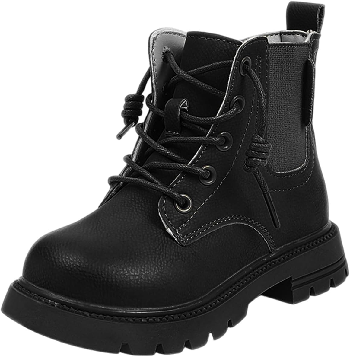 

Девочки Мальчики Ботильоны на щиколотку Боковая молния Ботинки для боевых действий Шнуровка Короткие ботиночки для малышей/маленьких/старших детей JEUROT, Black