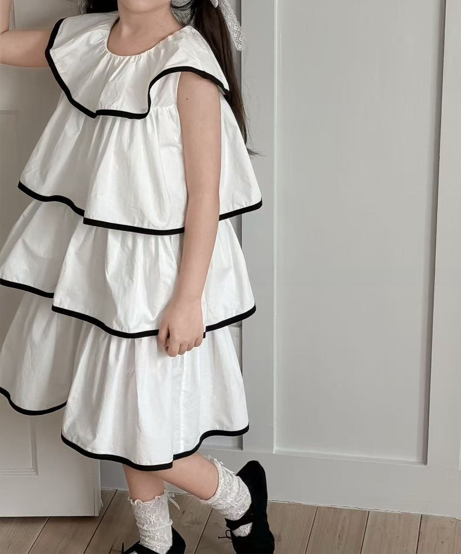 Платье с ярусными оборками Aimoha Kids, white