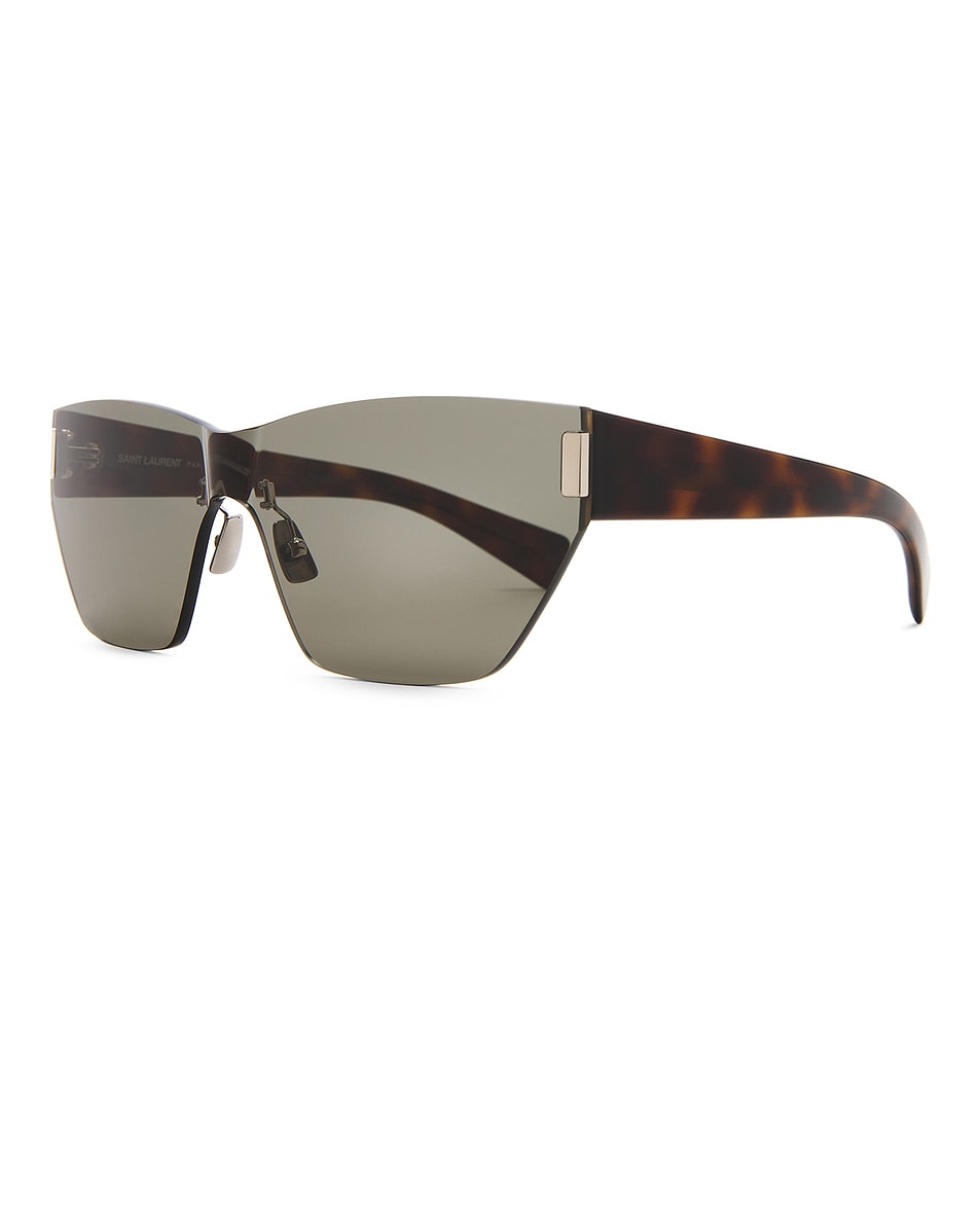Cat Eye Солнцезащитные очки Saint Laurent, Green & Havana — фото 2