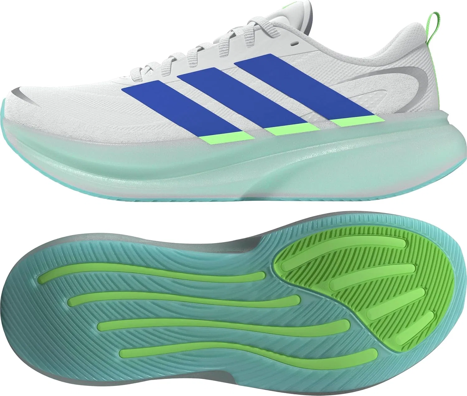 Мужские беговые кроссовки Adidas Supernova Glide, Ftwr White Blue Lime Burst — фото 3