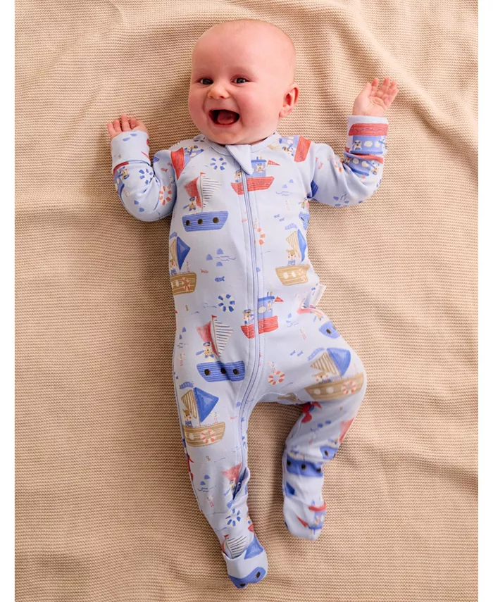 Комбинезон на молнии для мальчиков Baby Boys Purebaby, синий — фото 2