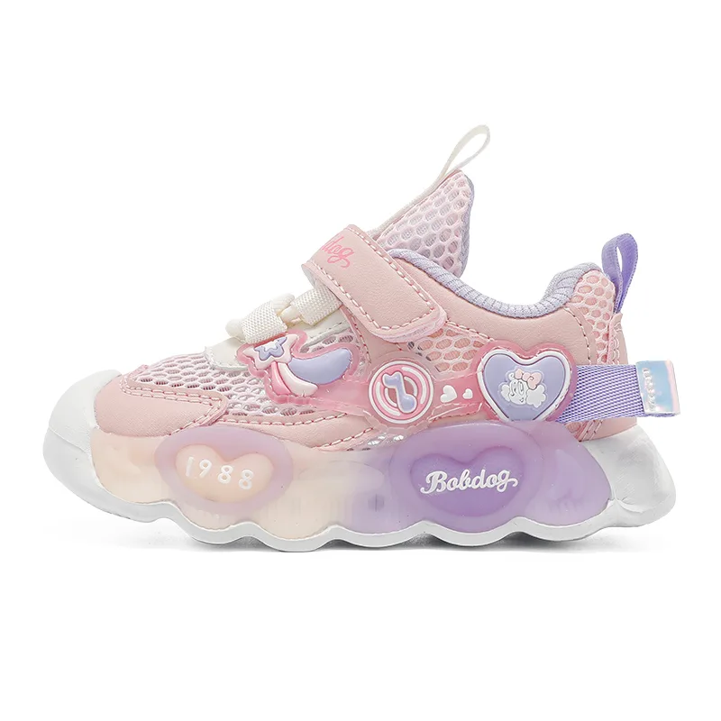 Детские противоскользящие износостойкие поддерживающие кроссовки BOBDOG, Soft Pink/Dream Purple