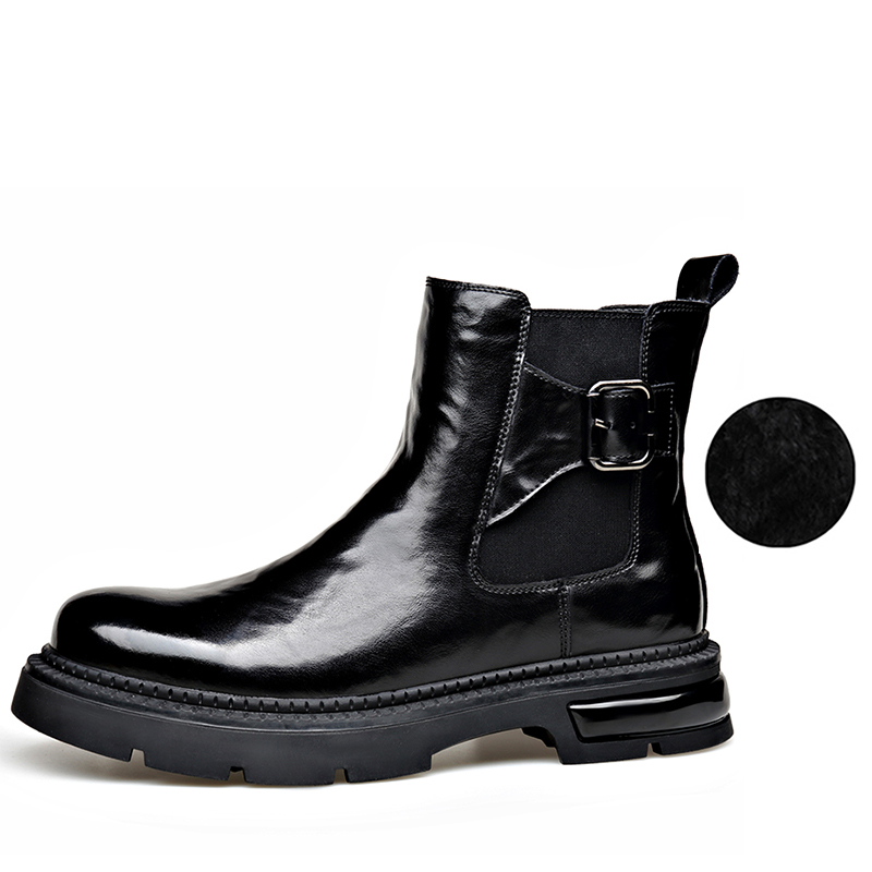 

SHUPATE Мужские черные зимние ботинки на шнуровке с меховой подкладкой, цвет Black Fleece-Lined