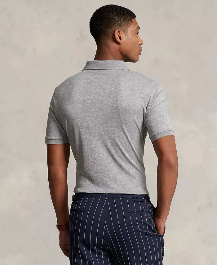 Мужская классическая поло из мягкого хлопка Polo Ralph Lauren, серый — фото 4