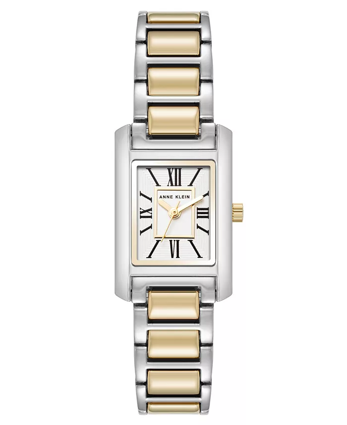 

Женские часы Quartz Classic прямоугольные с римскими цифрами, двухцветный металлический корпус, 20 мм Anne Klein, мультиколор