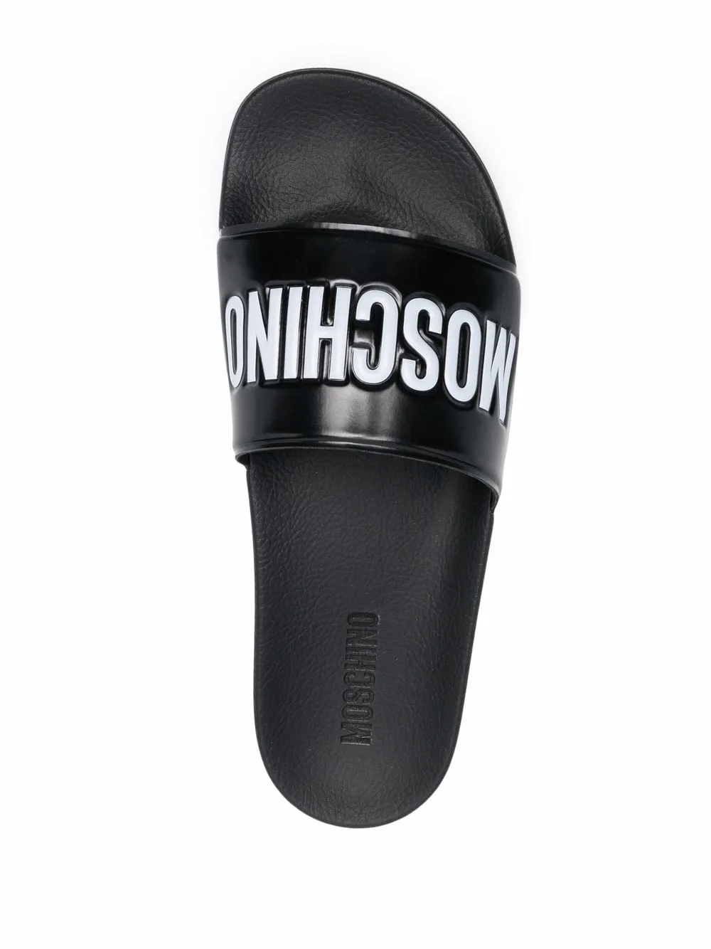 Шлепанцы с открытым носком и логотипом Moschino, черный — фото 4