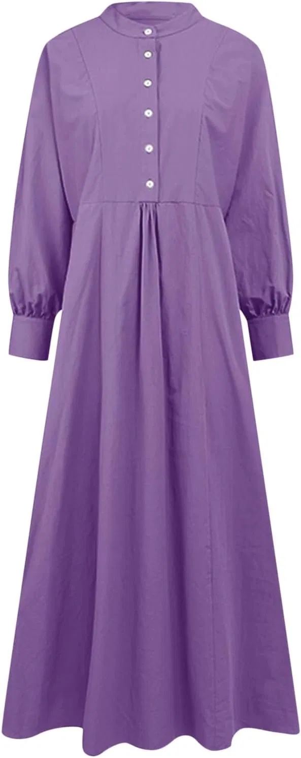 Абая для женщин Muslim Dubai Dress этнического стиля Kurti мусульманское платье с длинными рукавами, завязывающееся на само-завязки, струящееся макси платье для элегантного кэжуал образа Generic, фиолетовый