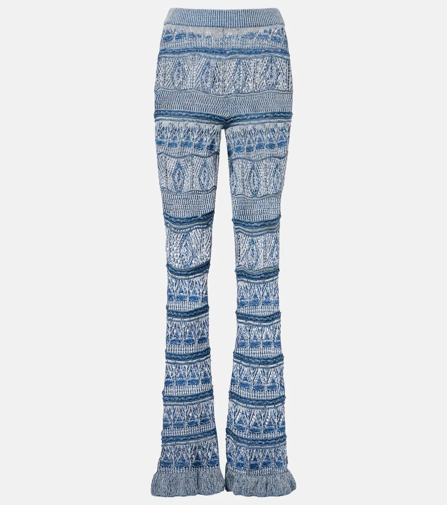 Вязаные хлопковые брюки-клеш Etro, синий