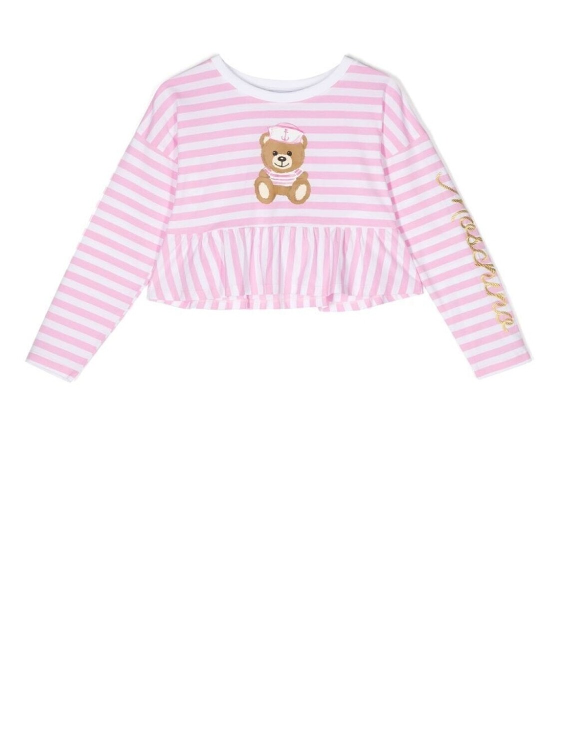 

Moschino Kids топ в полоску с баской, розовый