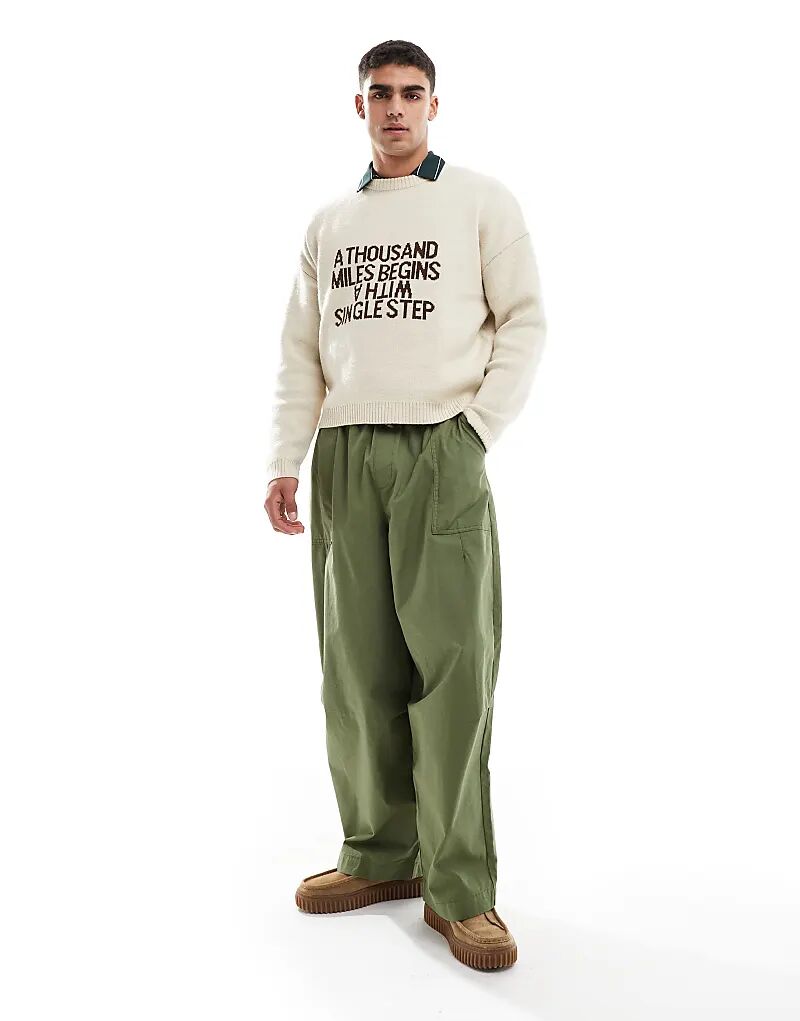 

Свободные мешковатые брюки цвета хаки ASOS DESIGN