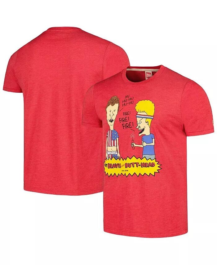 

Мужская и женская красная футболка Beavis and Butt-Head Tri-Blend Homage